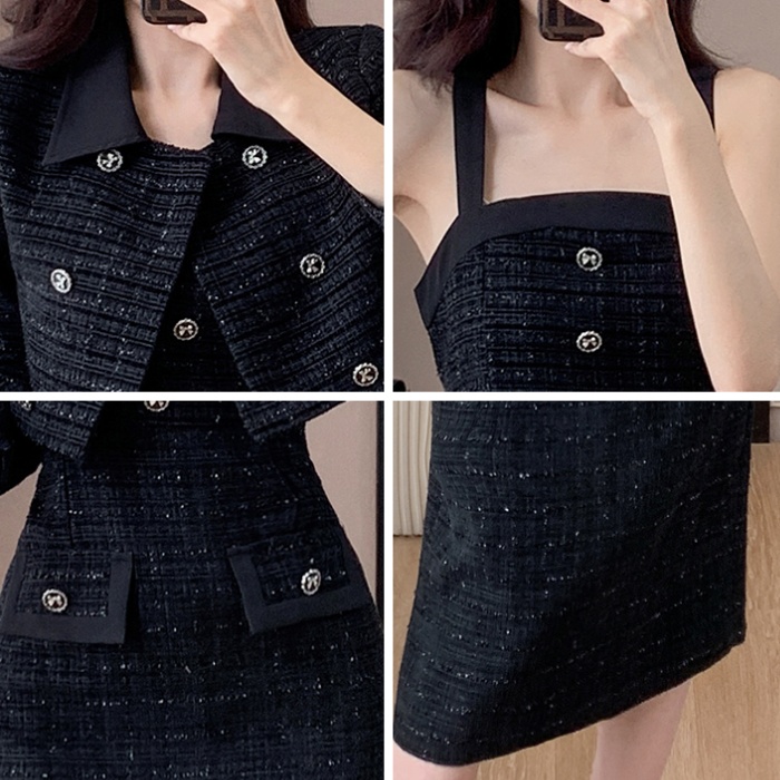 Chanelstyle fashion dress woolen jacket 2pcs set