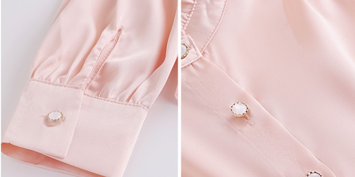 Commuting autumn tops imitation silk shirt for women