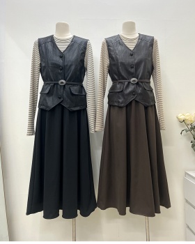 Korean style waistcoat all-match T-shirt 3pcs set