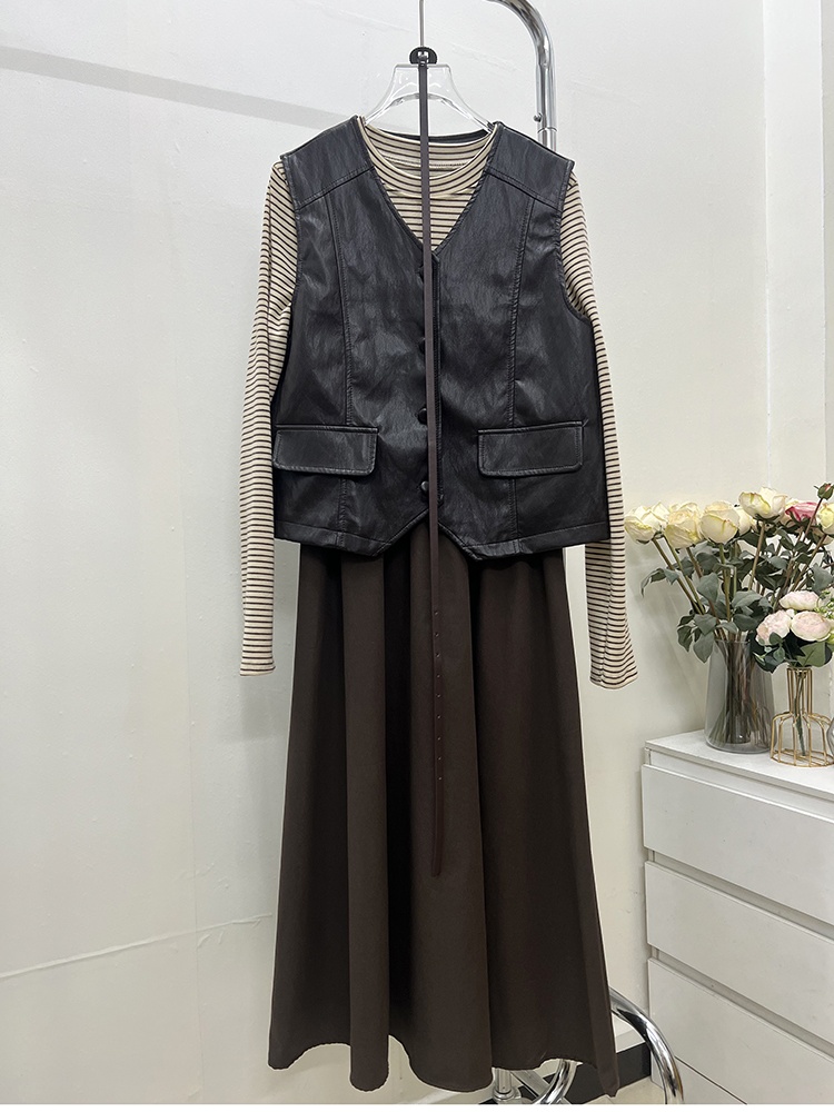 Korean style waistcoat all-match T-shirt 3pcs set