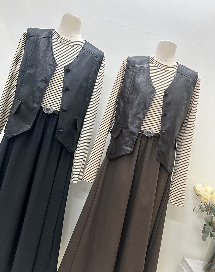 Korean style waistcoat all-match T-shirt 3pcs set
