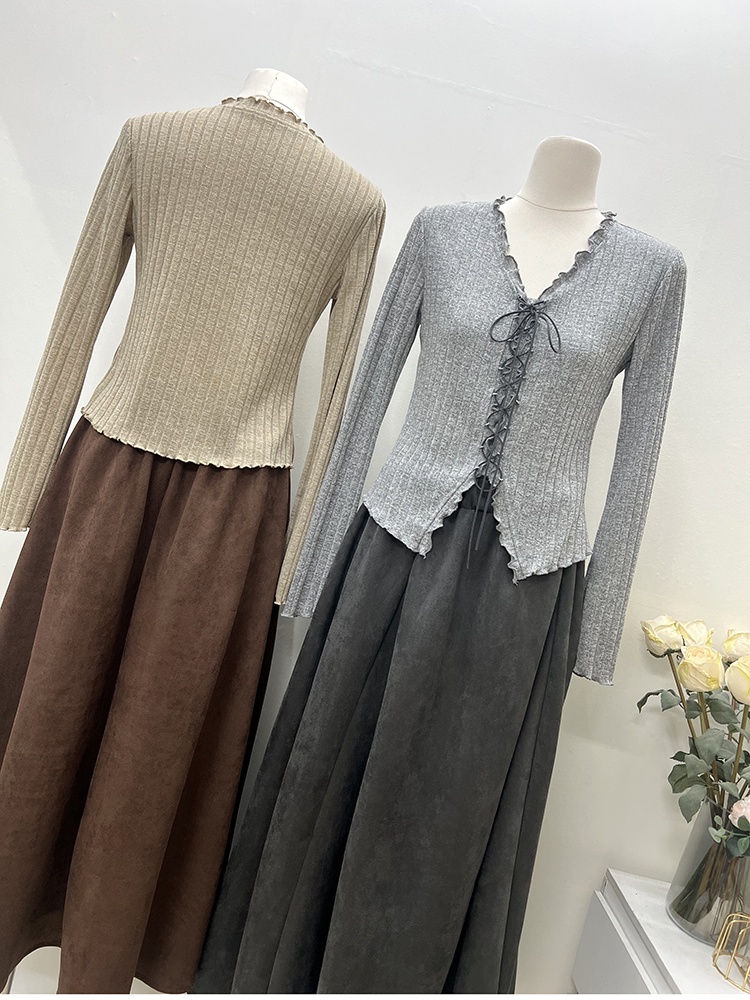 Wood ear high waist tops fashion short skirt 2pcs set