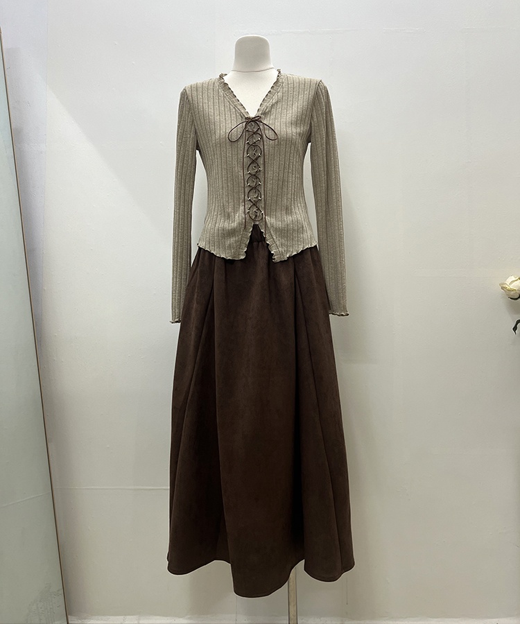 Wood ear high waist tops fashion short skirt 2pcs set