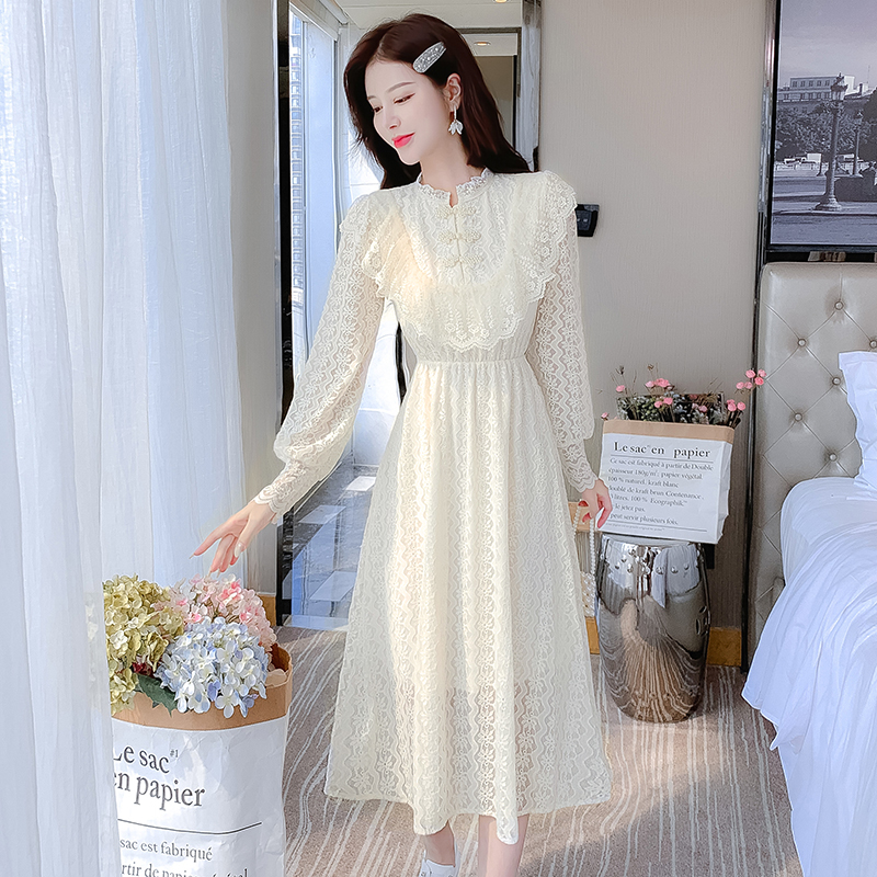Lace commuting all-match dress for women