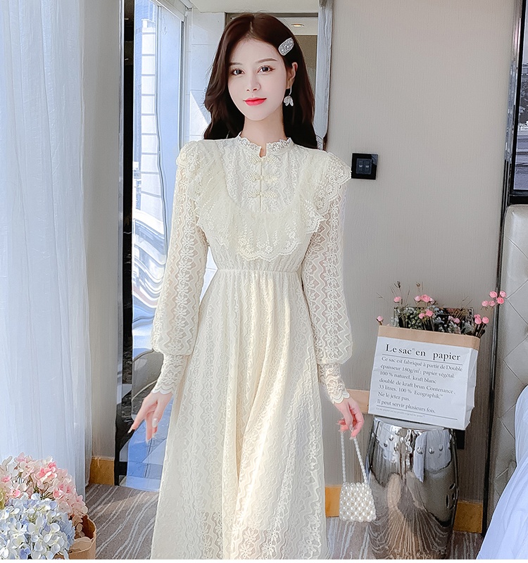 Lace commuting all-match dress for women