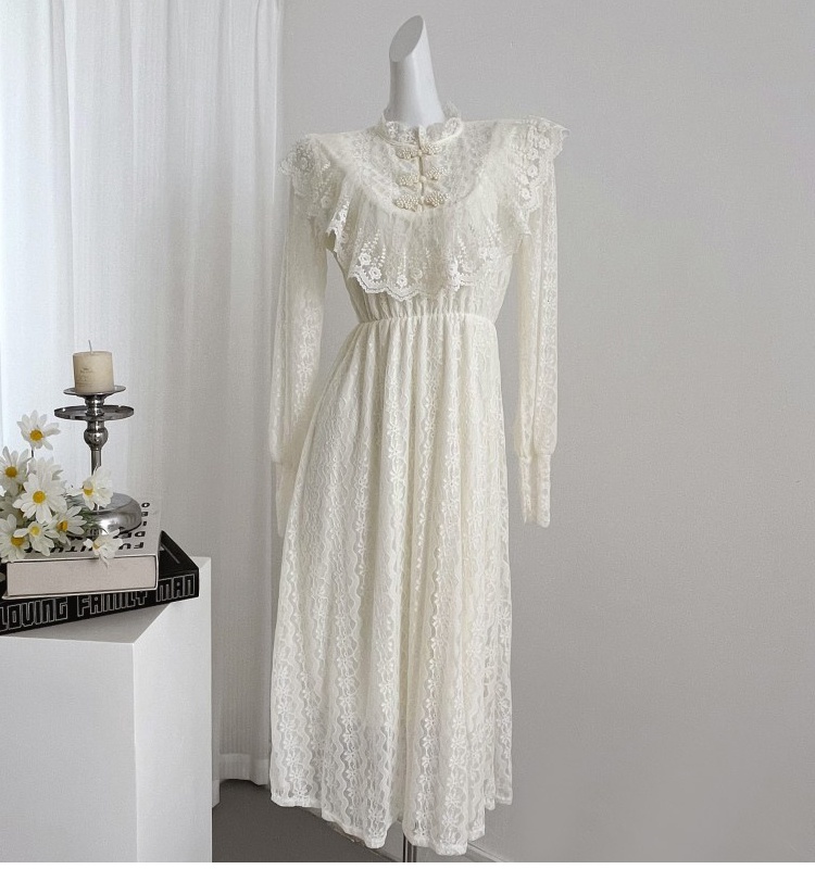 Lace commuting all-match dress for women