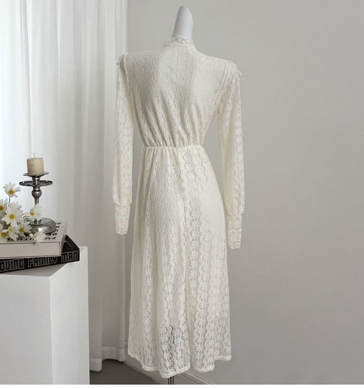 Lace commuting all-match dress for women