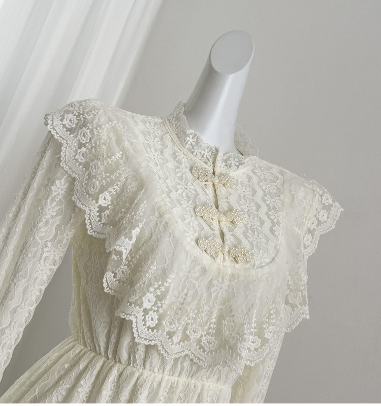 Lace commuting all-match dress for women
