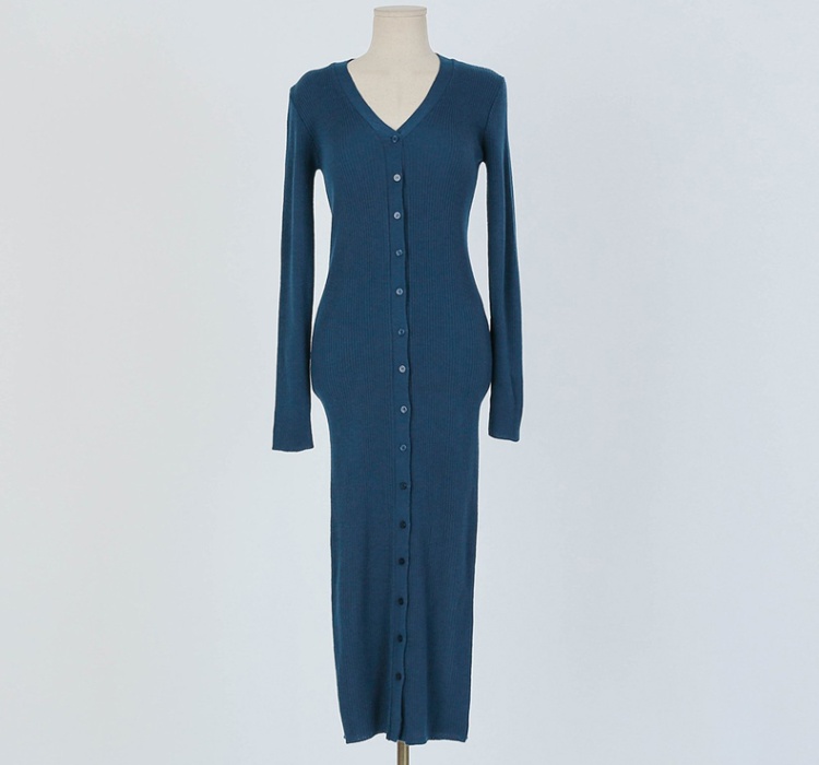 Single-breasted sweater dress slim dress for women