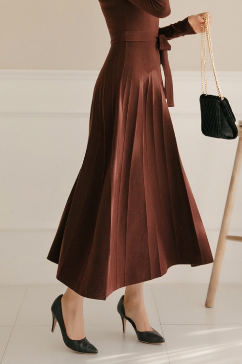 Frenum slim sweater dress long high collar dress