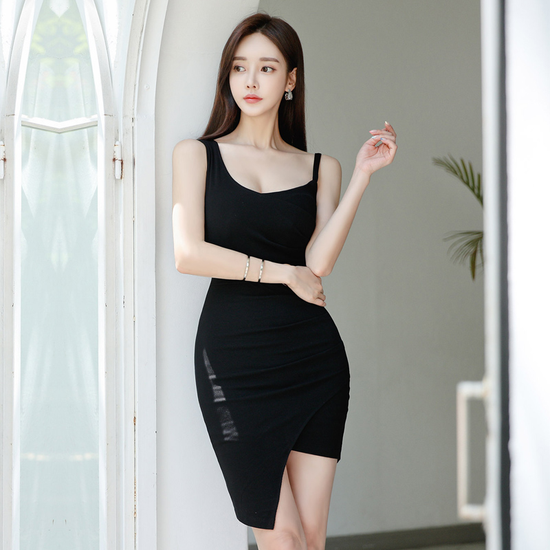 Strapless slim irregular dress for women
