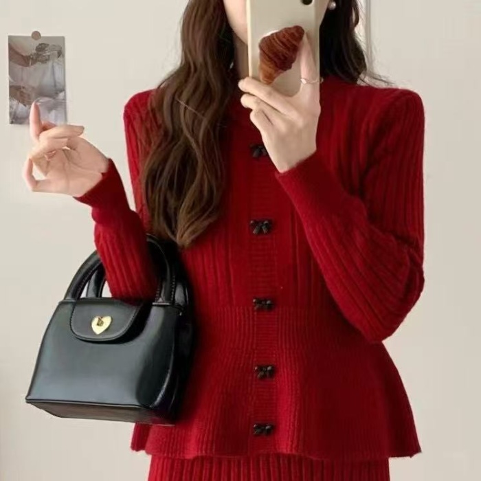 Korean style bow sweater 2pcs set for women
