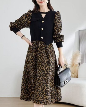 Knitted high waist jumpsuit autumn and winter dress