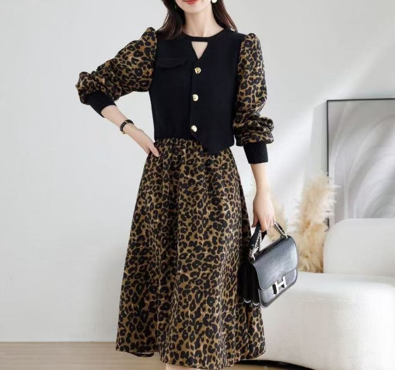 Knitted high waist jumpsuit autumn and winter dress