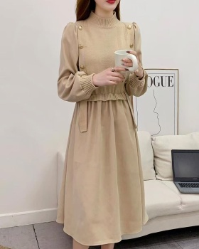 Spring and autumn splice dress knitted sweater