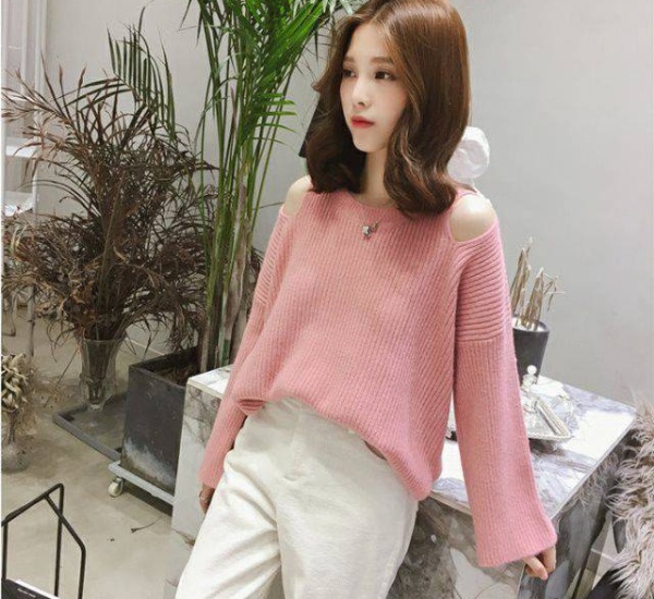 Long sleeve lazy tops pure pullover sweater