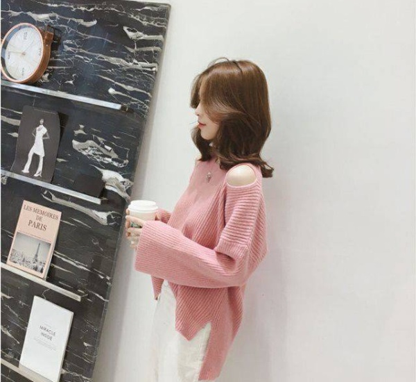Long sleeve lazy tops pure pullover sweater