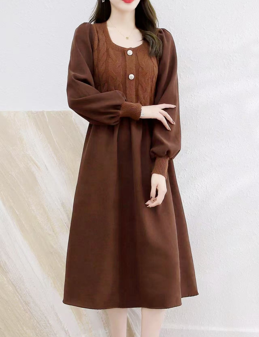 France style splice retro elegant Korean style dress
