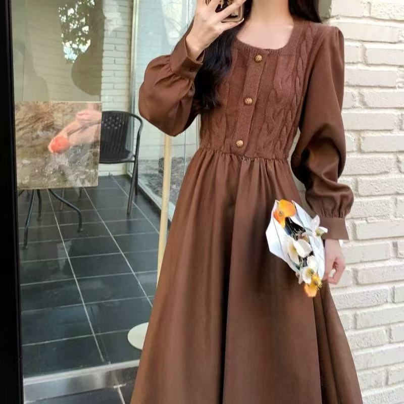 France style splice retro elegant Korean style dress