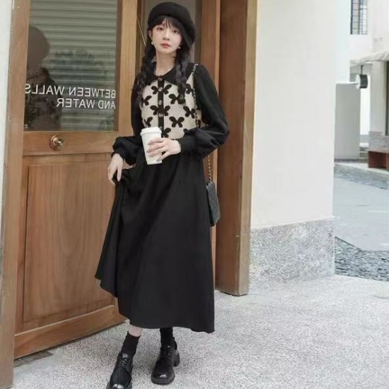 Elegant France style Korean style splice knitted retro dress