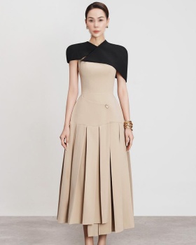 Summer court style shawl pinched waist France style dress
