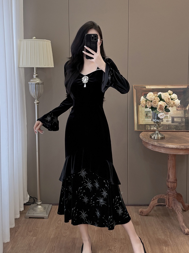 Mermaid beading formal dress France style retro dress