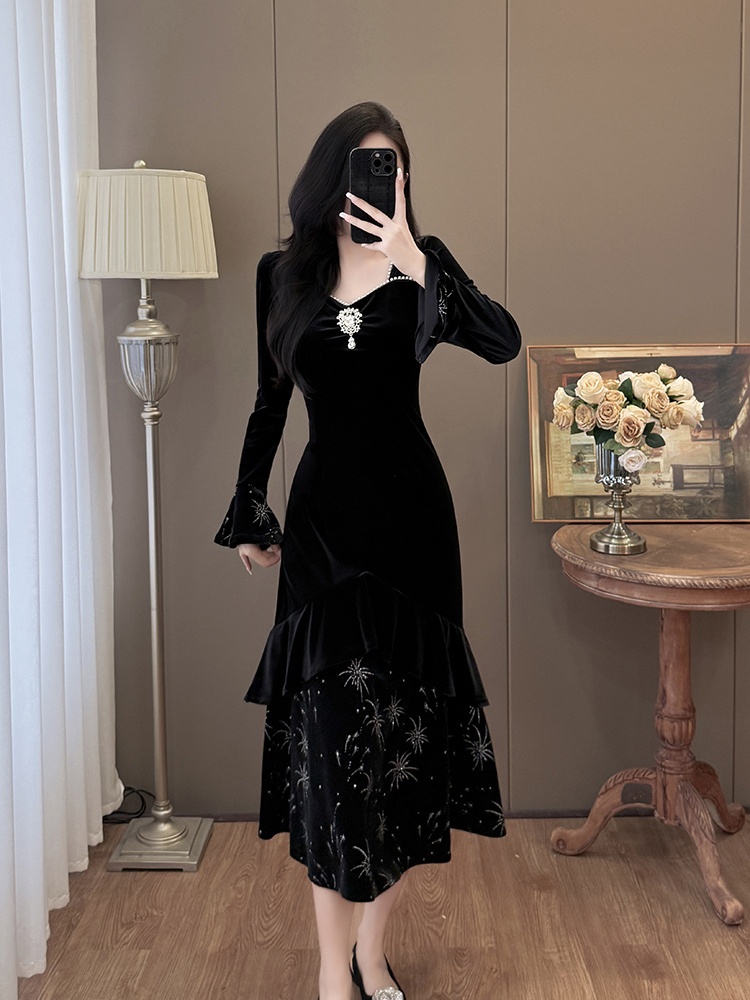 Mermaid beading formal dress France style retro dress