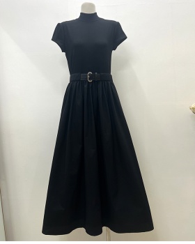 Temperament slim with belt Korean style long dress