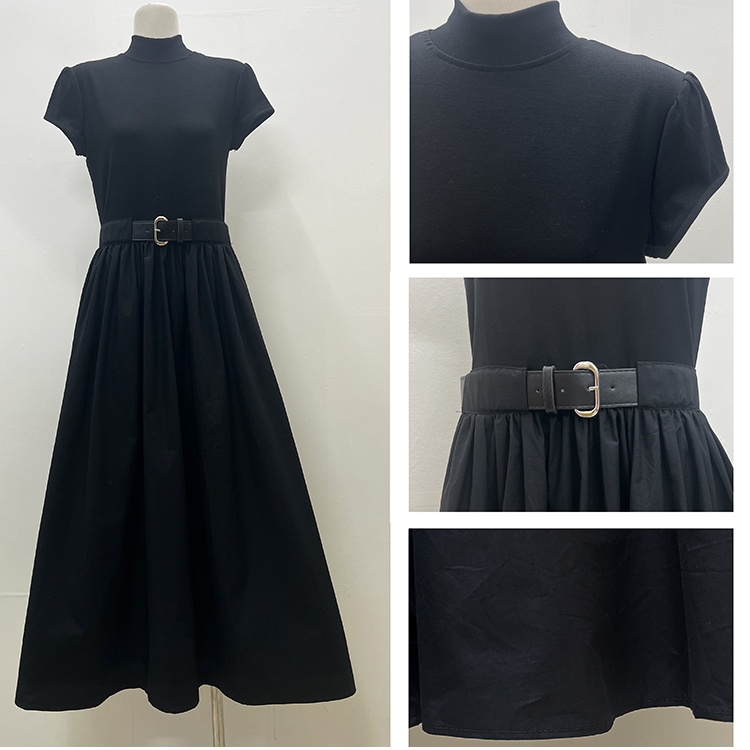 Temperament slim with belt Korean style long dress