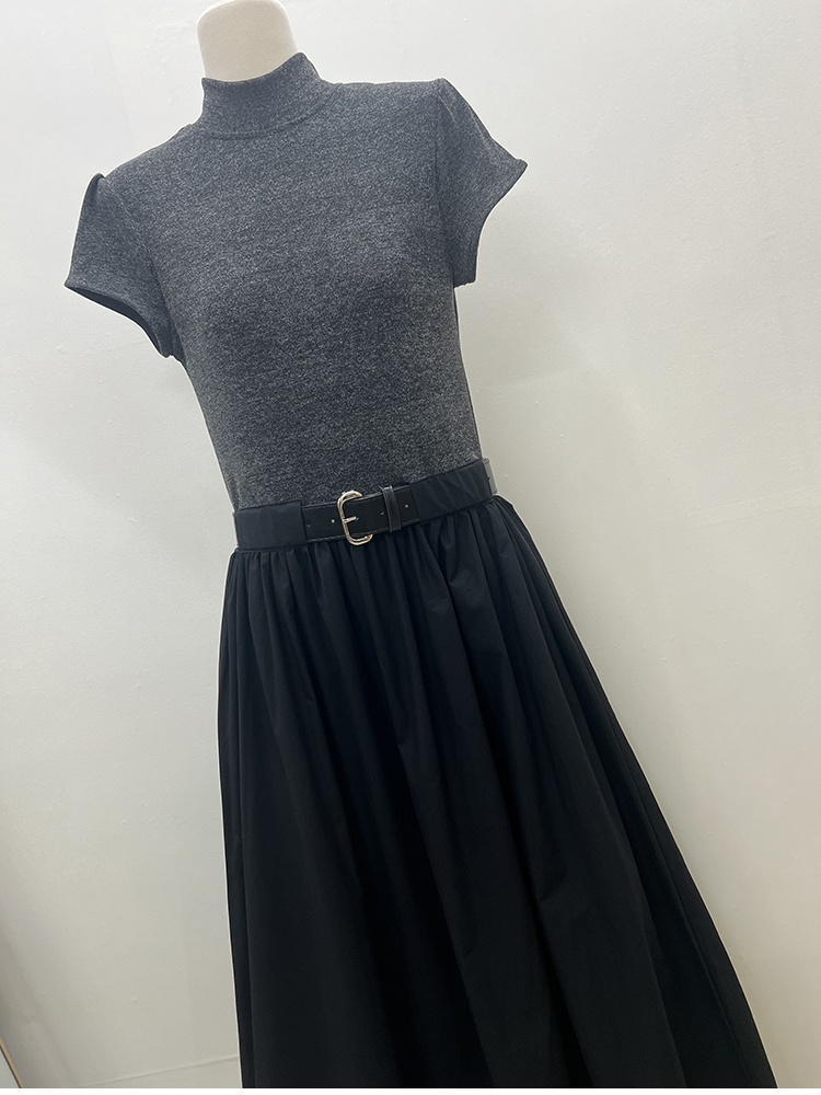 Temperament slim with belt Korean style long dress
