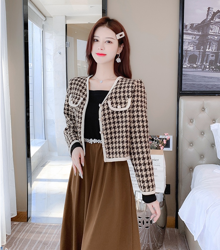 France style autumn houndstooth jacket