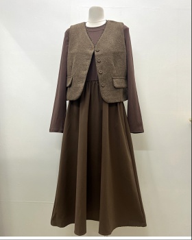 France style vest autumn and winter dress 2pcs set for women