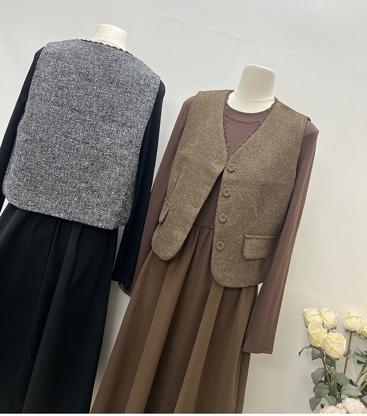 France style vest autumn and winter dress 2pcs set for women