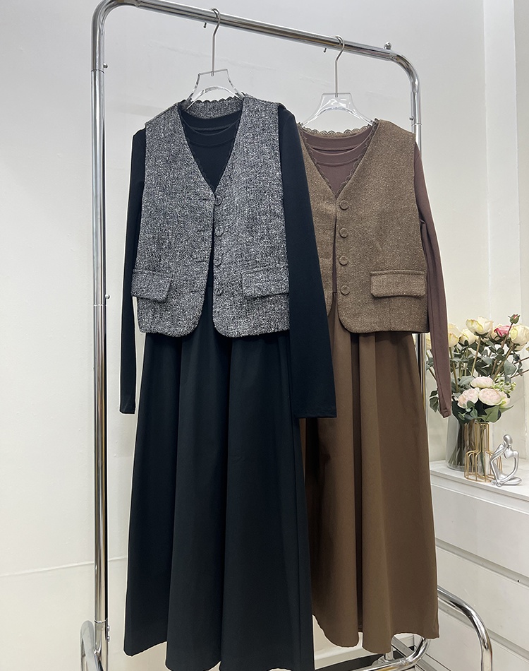 France style vest autumn and winter dress 2pcs set for women