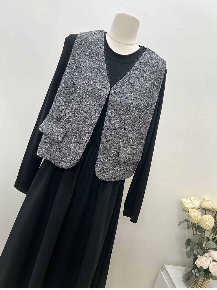 France style vest autumn and winter dress 2pcs set for women