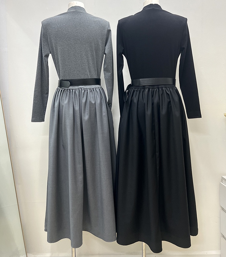 European style V-neck long dress fashion slim dress
