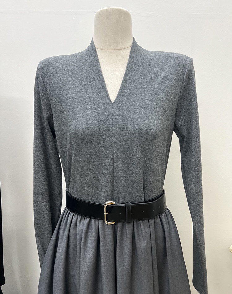 European style V-neck long dress fashion slim dress