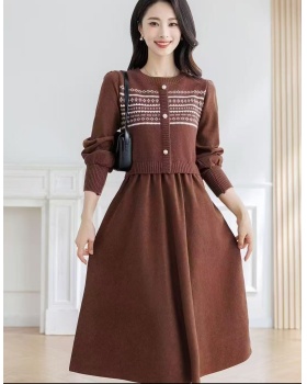Temperament elegant Korean style France style knitted dress
