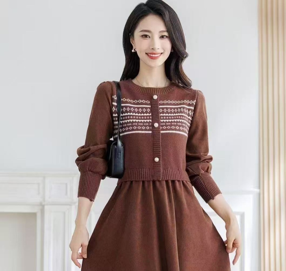 Temperament elegant Korean style France style knitted dress