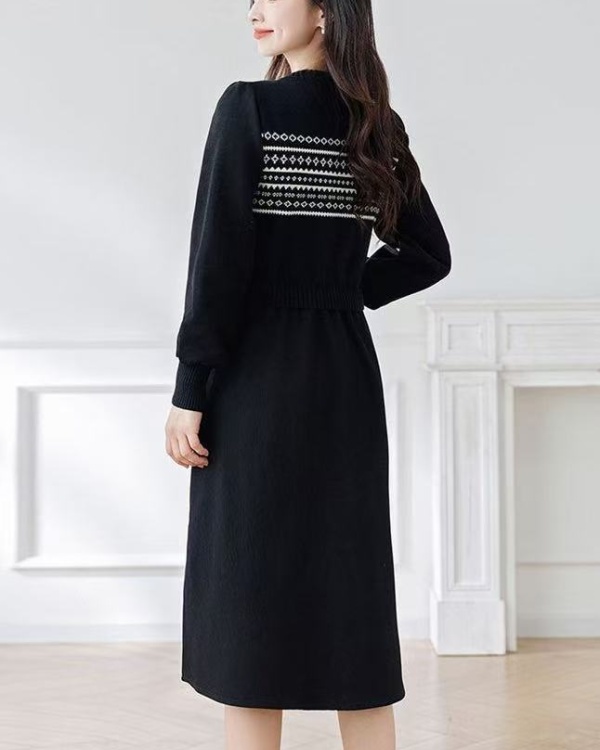 Temperament elegant Korean style France style knitted dress