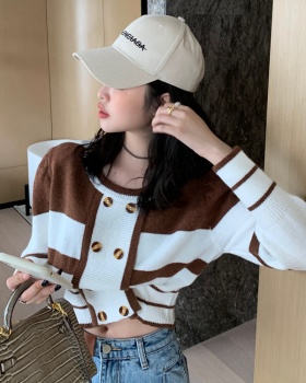 Round neck sweater mixed colors tops for women