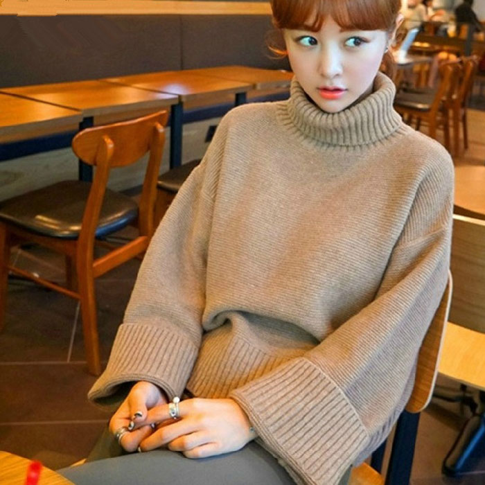 High collar loose sweater for women
