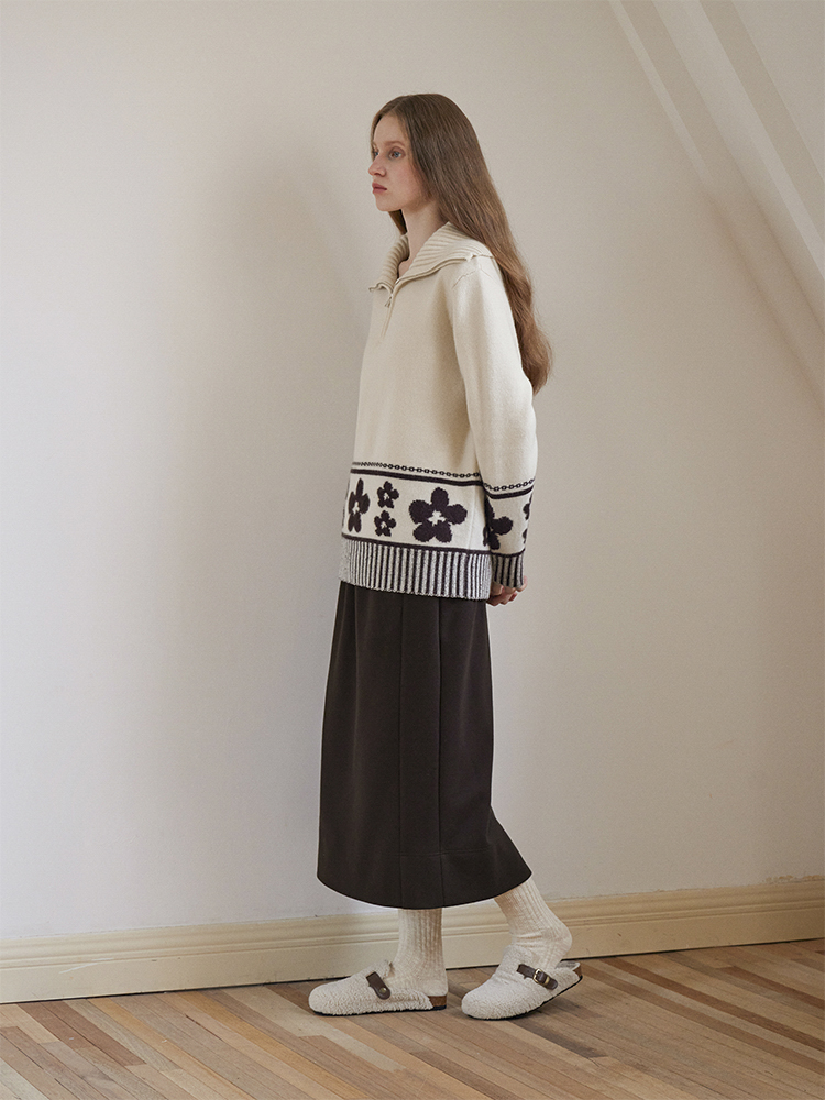 Jacquard autumn and winter tops lapel lazy sweater