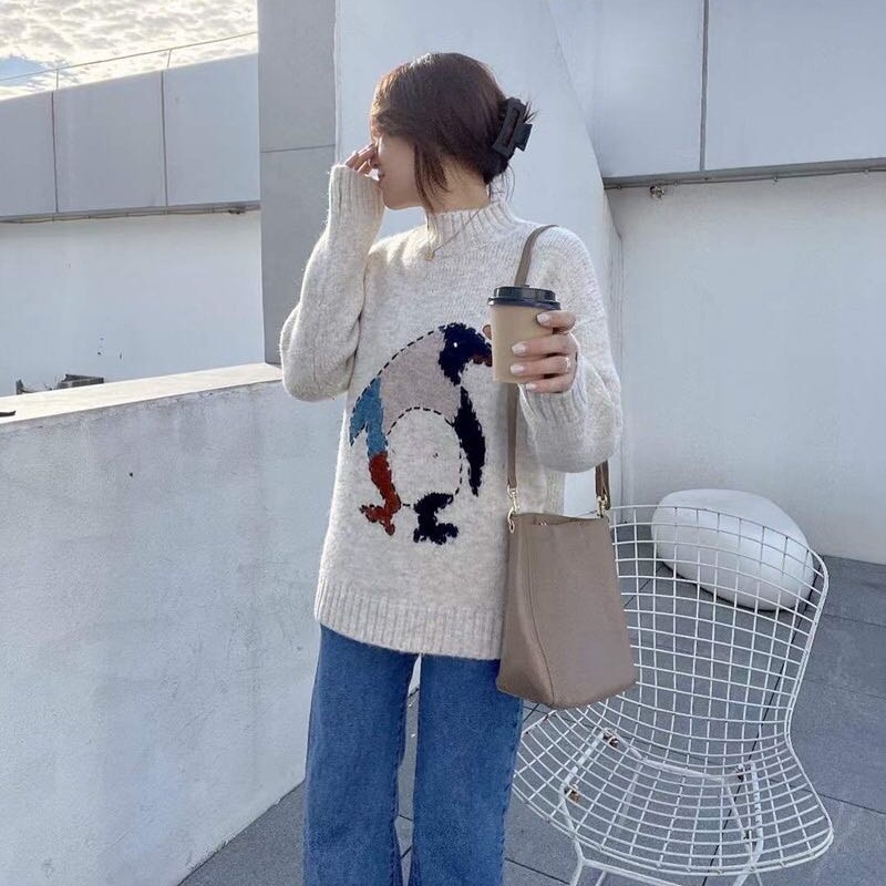 Penguin sweater lazy shirts for women