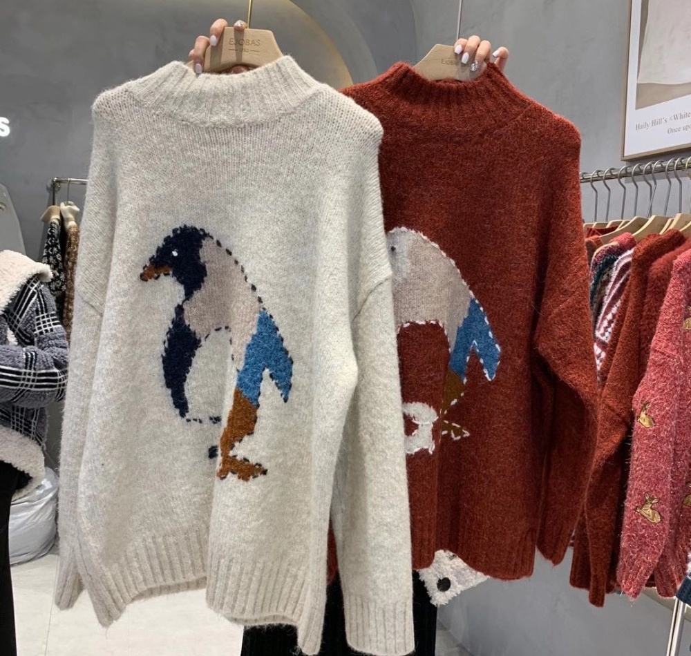 Penguin sweater lazy shirts for women