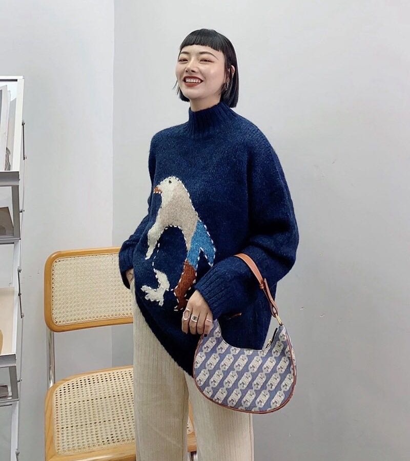 Penguin sweater lazy shirts for women