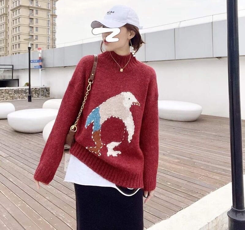 Penguin sweater lazy shirts for women