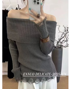 Pinched waist holes tops strapless sweater for women