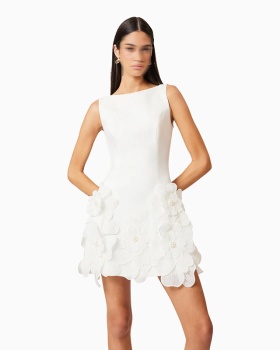 France style round neck T-back stereoscopic sleeveless dress