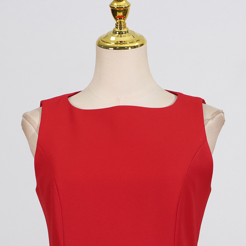 France style round neck T-back stereoscopic sleeveless dress